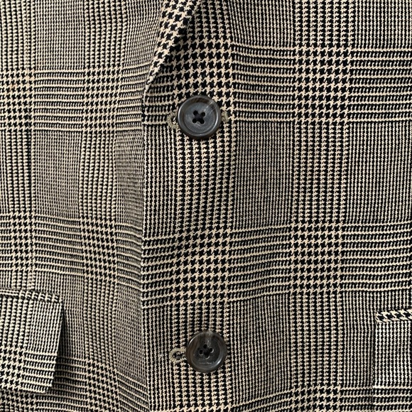 Men’s JoS.A.Bank Black/Tan Plaid Sports Coat Size S38 EUC - Picture 3 of 8